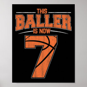 Poster Feliz Aniversário, 7 de 7 Anos, Meninos De Basquet