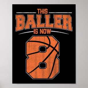 Poster Feliz Aniversário 8 Anos Meninos De Basquete Oito