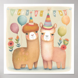 Poster Feliz Aniversário Alpacas