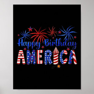 Poster Feliz Aniversário América Fogos de Artifício Bande