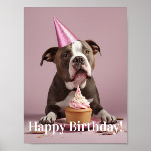 Poster Feliz aniversário! Bolo de comer cachorro