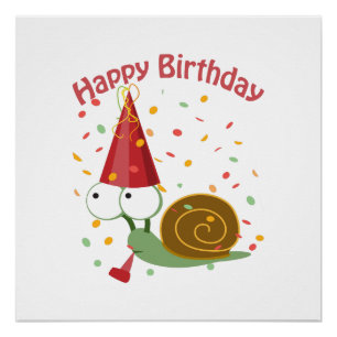 Pôster Feliz aniversário! Confetti Snail