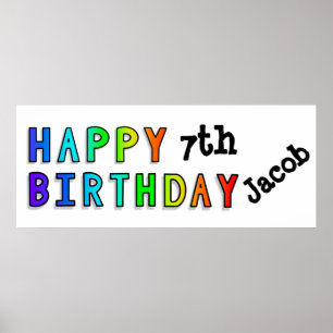Poster Feliz Aniversário das Cores do Arco-Íris Personali