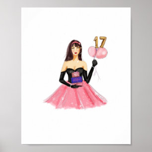 Poster Feliz aniversário de 17 anos 