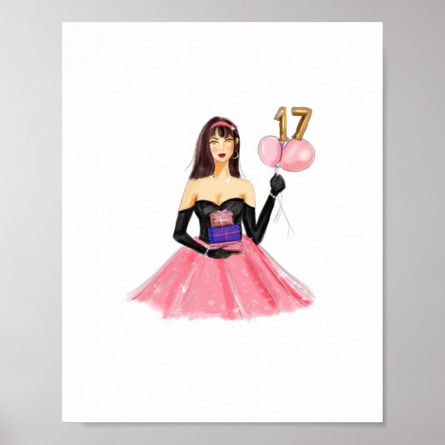 Poster Feliz aniversário de 17 anos  (Frente)