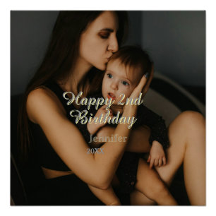 Pôster Feliz aniversário de 2 anos crianças bebê mãe amar