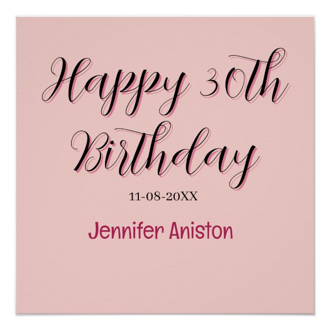 Pôster Feliz aniversário de 30 anos adicionar nome data e (Frente)