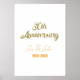 Poster Feliz aniversário de 30 anos de casamento laranja