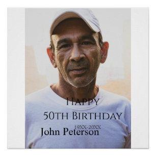 Pôster Feliz aniversário de 50 anos nome foto ano homem s