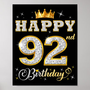 Poster Feliz Aniversário de 92 anos 92 Anos de Idade Mulh
