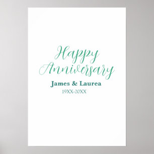 Poster Feliz aniversário de casamento nome data ano simpl
