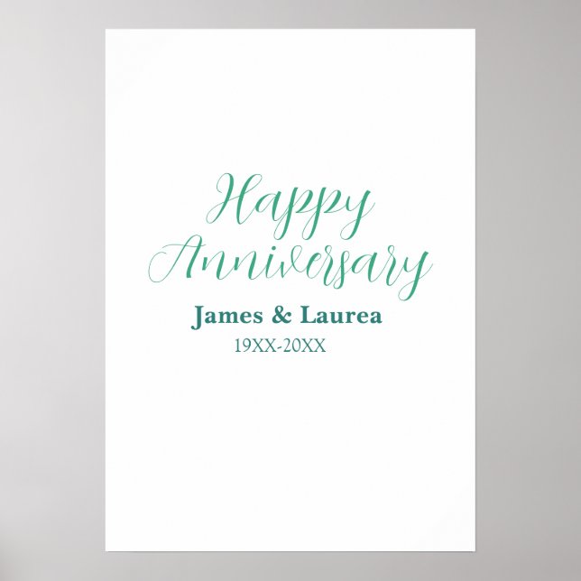 Poster Feliz aniversário de casamento nome data ano simpl (Frente)