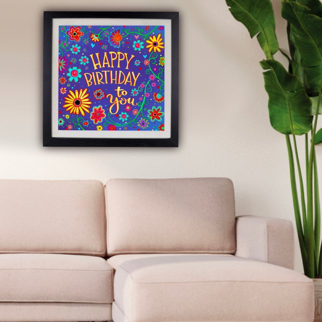 Poster Feliz Aniversário de Diversão Escola Floral Inspir (Criador carregado)