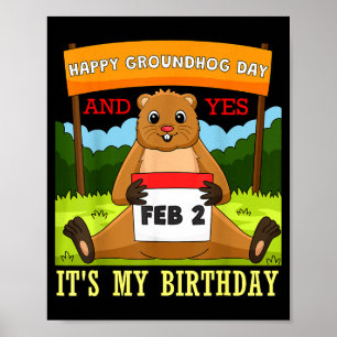 Poster Feliz Aniversário do Dia da Marmota em 2 de Fevere