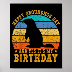Poster Feliz aniversário do Dia do Groundhog Woodchuck En