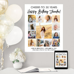 Poster Feliz Aniversário do Partido de Colagem de Fotos M