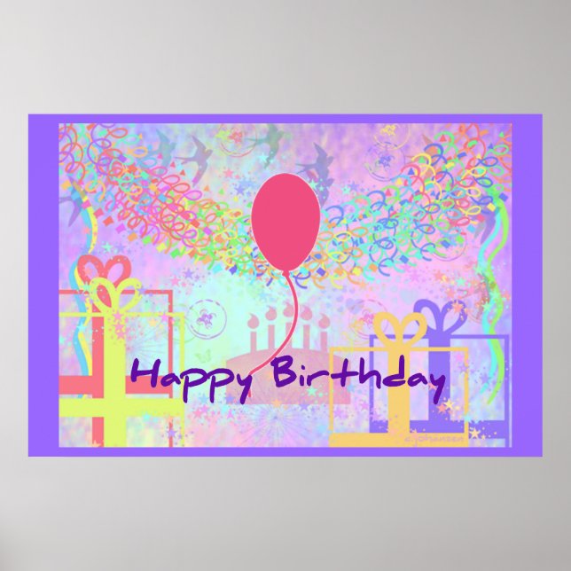 Pôster Feliz aniversário e melhores votos de um ballon (Frente)