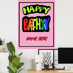 Poster Feliz aniversário e personalize o nome