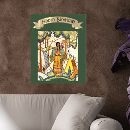 Poster Feliz Aniversário Embroborada Nativa Americana