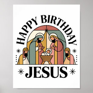 Poster Feliz Aniversário Jesus Natal Roupa Cristã Para