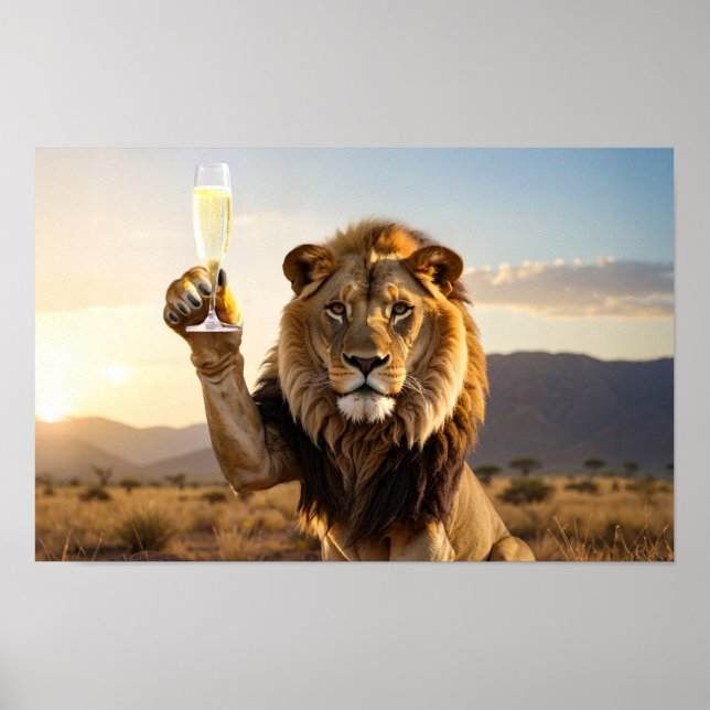 Poster Feliz Aniversário Leão - Parabéns -  (Frente)
