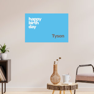 Poster feliz Aniversário, mínimo e PERSONALIZADO