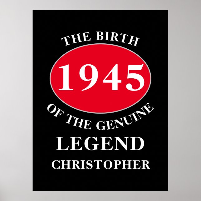 Poster Feliz Aniversário Monograma Adicionar Nome Ano Ver (Frente)