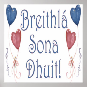 Pôster Feliz aniversario! no gaélico irlandês