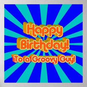 Pôster Feliz aniversário para uma Cara de Groovy