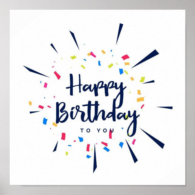 Poster Feliz aniversário para você confetti (Frente)