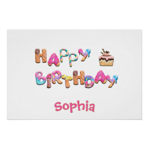 Pôster Feliz Aniversário Personalizado Ameaça Muro Colori