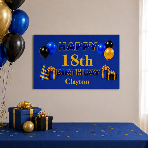 Pôster Feliz Aniversário Qualquer Idade Azul
