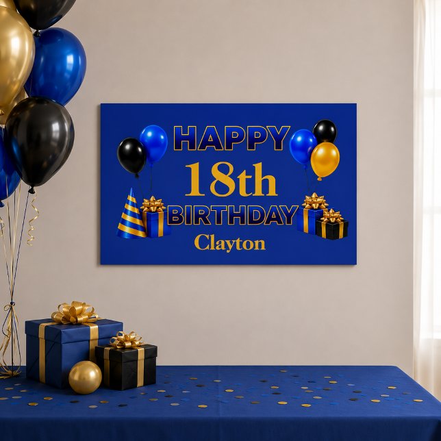 Pôster Feliz Aniversário Qualquer Idade Azul (Criador carregado)