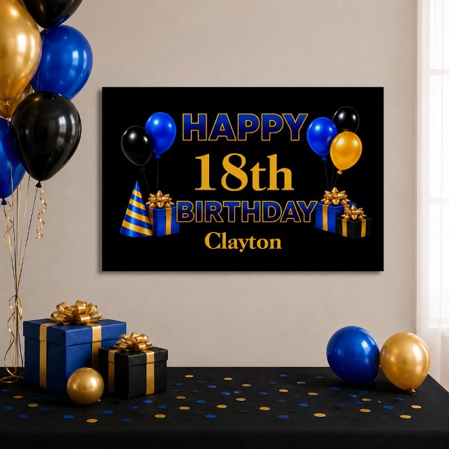 Pôster Feliz Aniversário Qualquer Idade Preto (Criador carregado)