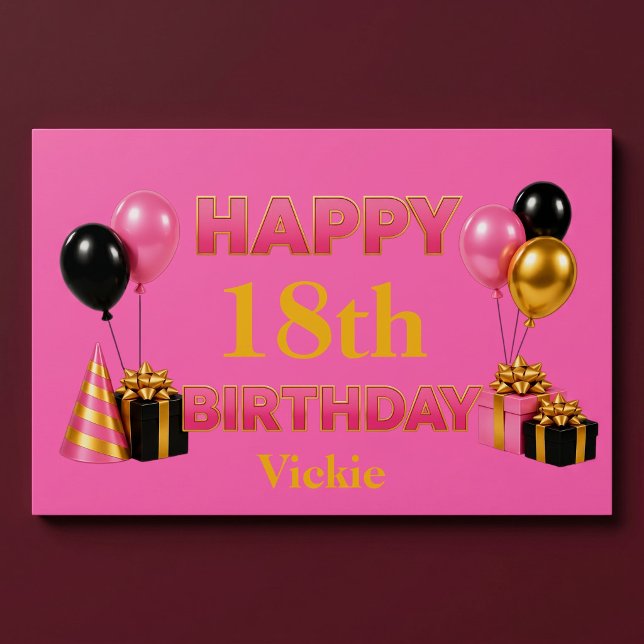 Pôster Feliz Aniversário Qualquer Idade Rosa (Criador carregado)