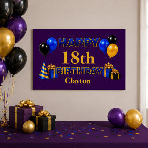 Pôster Feliz Aniversário Qualquer Idade Roxo