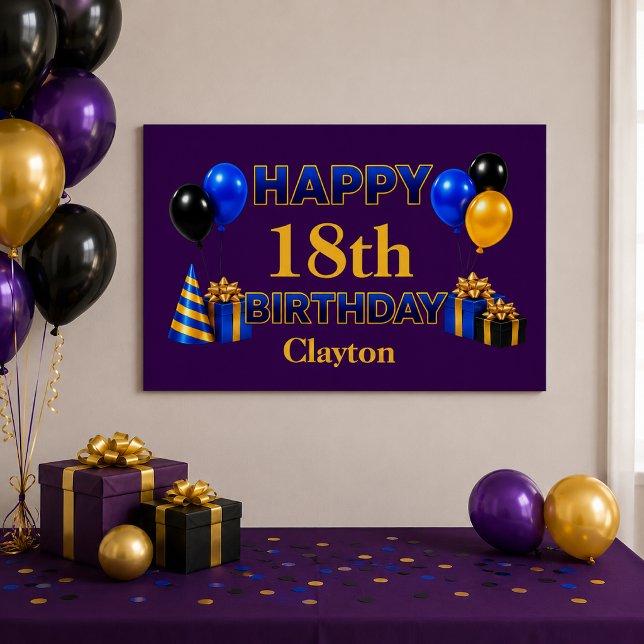 Pôster Feliz Aniversário Qualquer Idade Roxo (Criador carregado)