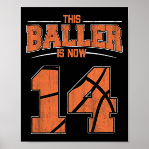 Poster Feliz Aniversário, Rapazes De Basquete De 14 Anos
