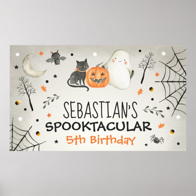 Poster Feliz Aniversário Spooktacular do Halloween (Frente)
