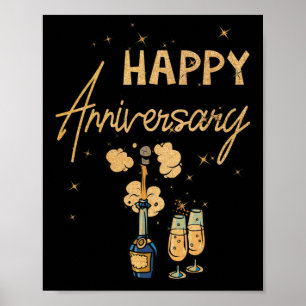 Poster Feliz Aniversário Vestir Garrafa de Vinho