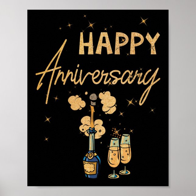 Poster Feliz Aniversário Vestir Garrafa de Vinho (Frente)