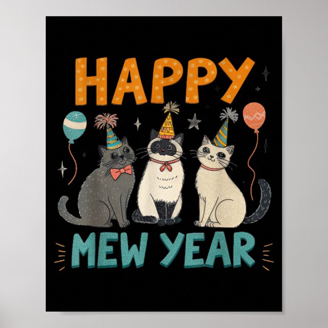 Poster Feliz Ano do Gato Mew  (Frente)