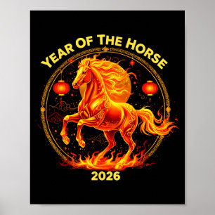 Poster Feliz Ano Novo 2026 Ano Novo Chinês Zodíaco Cavalo