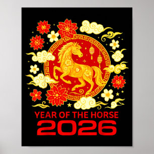Poster Feliz Ano Novo 2026 Ano Novo Chinês Zodíaco Cavalo