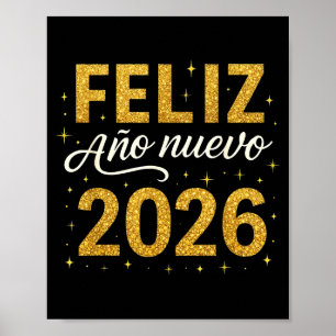 Poster Feliz Ano Novo 2026 Ano Novo Festa Espanhola Fogo