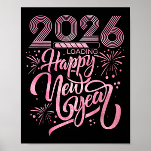 Poster Feliz ano novo 2026 Carregando o Fireworks
