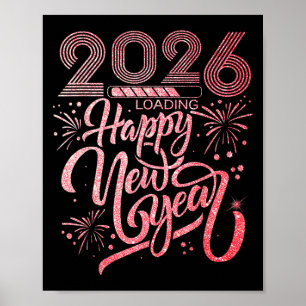Poster Feliz ano novo 2026 Carregando o Fireworks Party