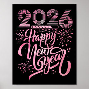 Poster Feliz ano novo 2026 Carregando o Fireworks Premium