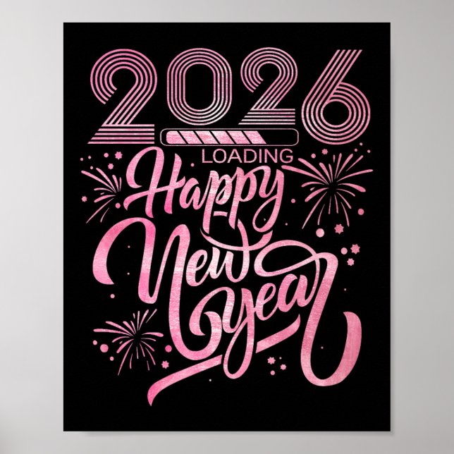 Poster Feliz ano novo 2026 Carregando o Fireworks Premium (Frente)