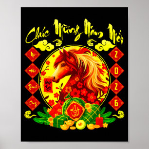 Poster Feliz Ano Novo 2026 Cavalo Chuc Mung NAM Moi